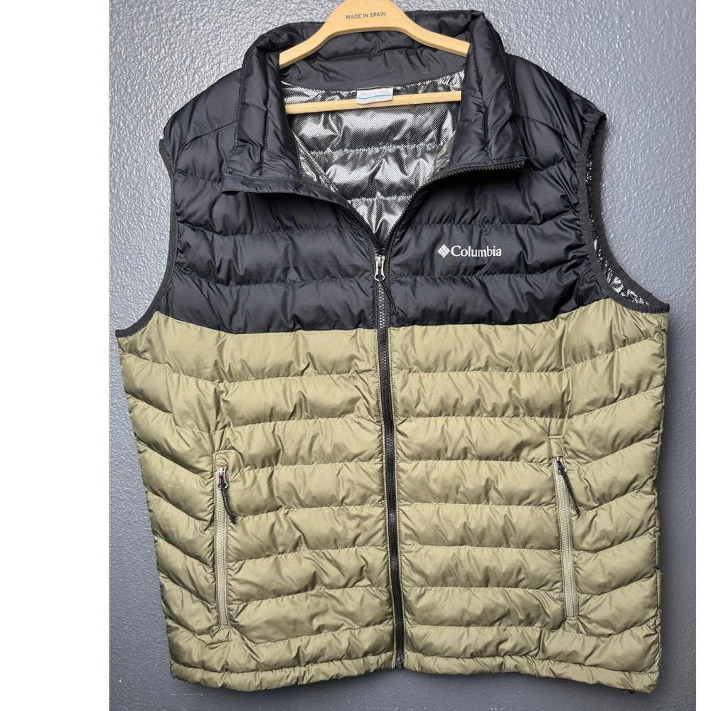 Mens Columbia Sportswear Omni-Heat Powder Lite‎ II Puffer Vest XXL Black Olive